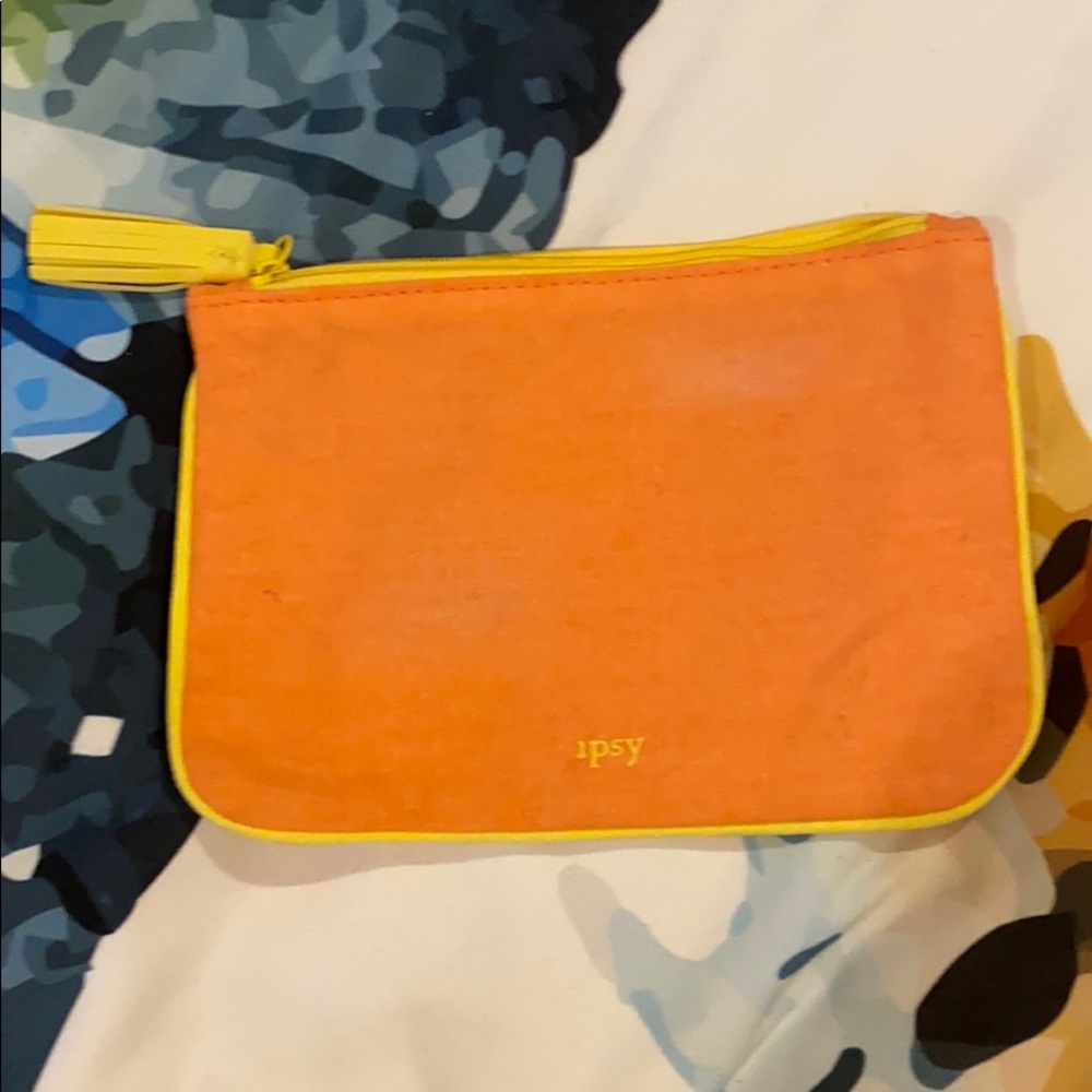 Ipsy orange bag with yellow trim new